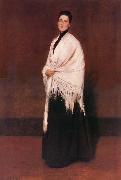 William Merritt Chase The lady wear white shawl oil painting